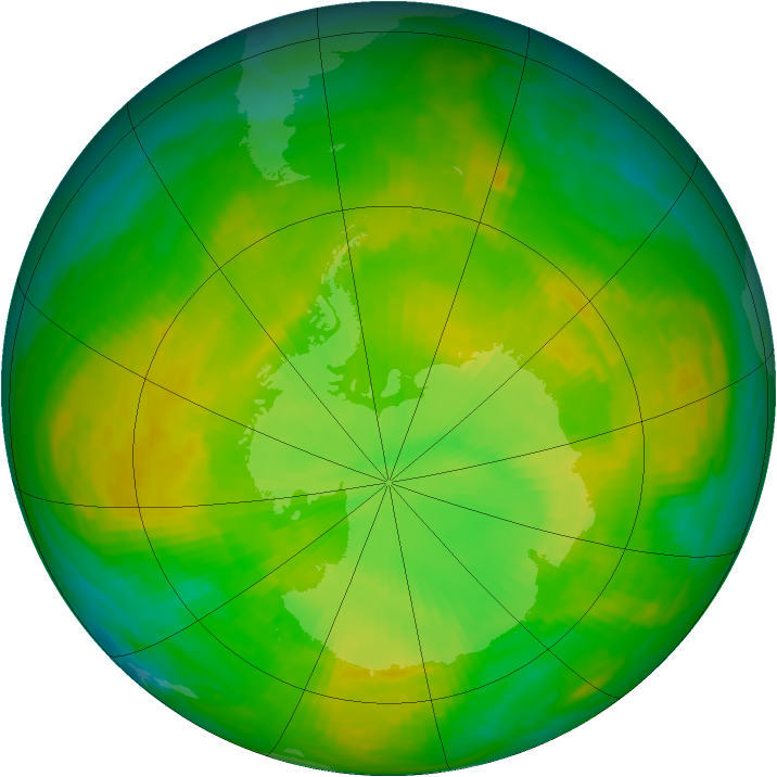 Antarctic ozone map for 28 November 1988